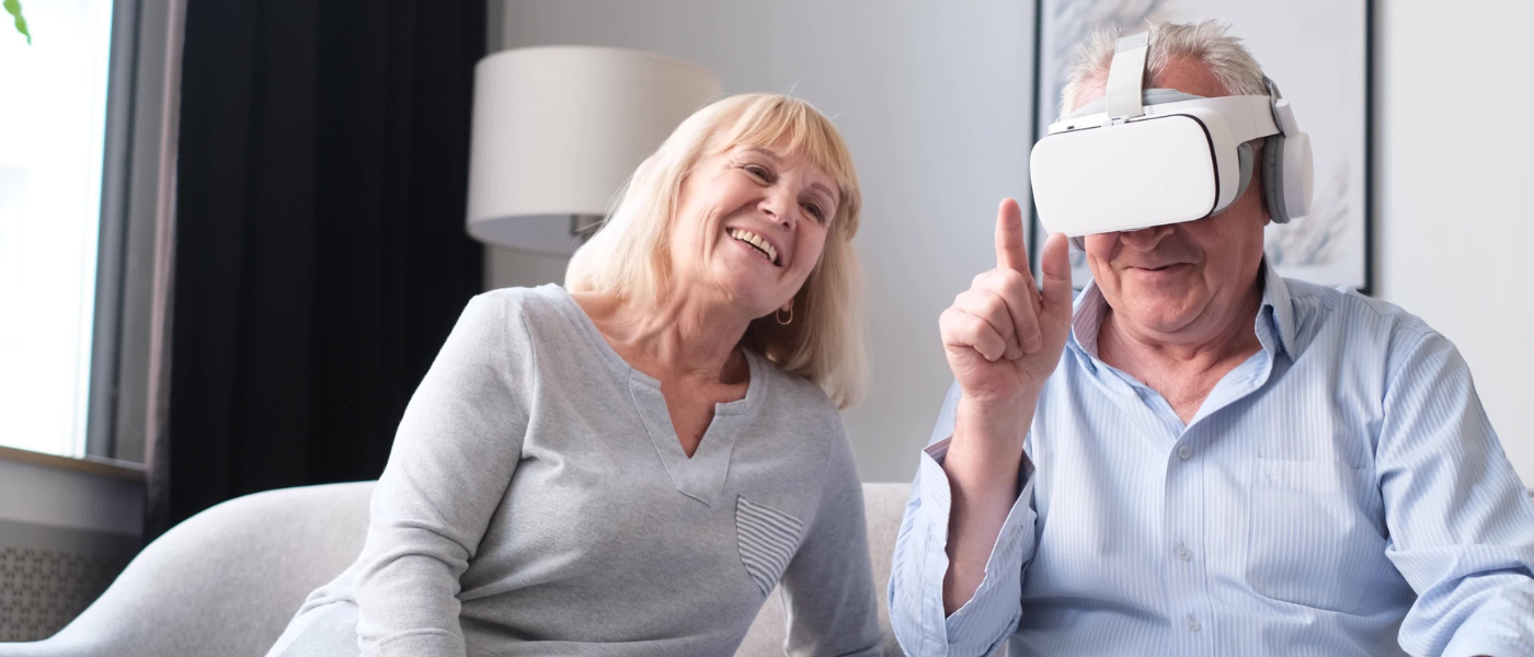 Senior Couple Using a Virtual Reality Headset