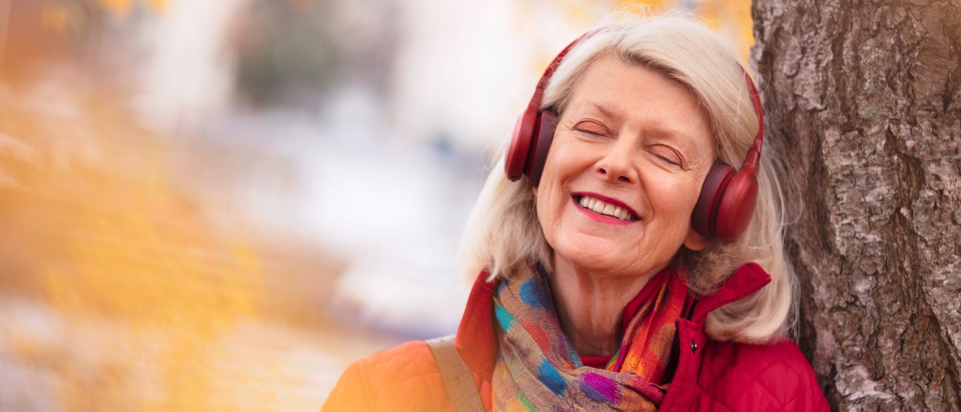Senior Woman Listening to Music