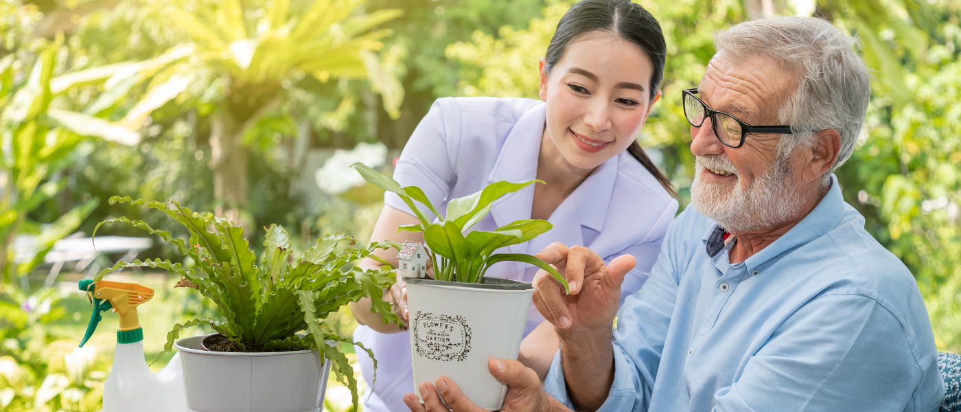 Older man gardening 