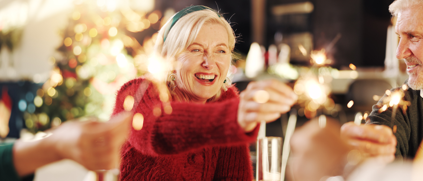 senior woman at a festive celebratation with family