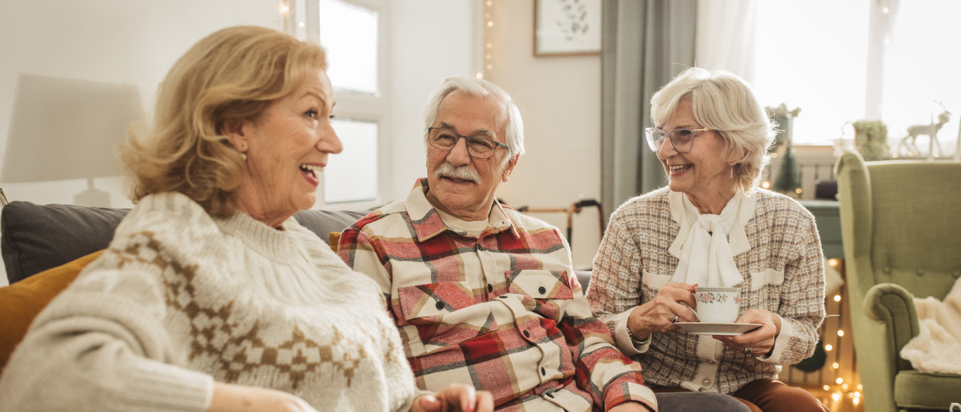 Senior friends enjoy each others company
